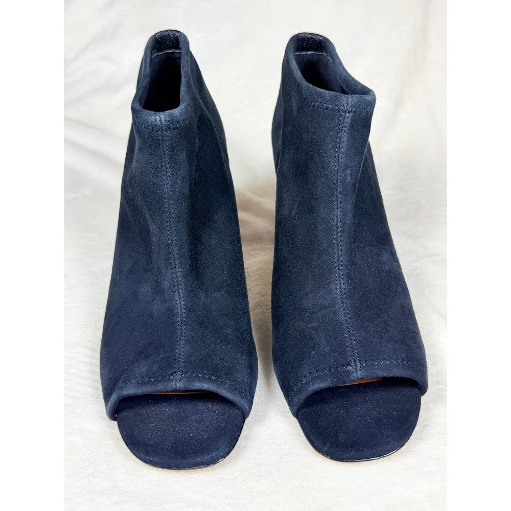 Donald Pliner Women Peep Toe Ankle Booties 8M Black Suede Tortoise Block Heel